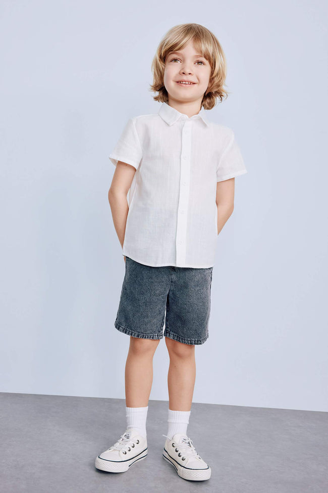 Baby Boy Basic Flexible Waist Jean Shorts Hover Image