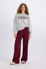 Loose Fit Crew Neck Printed Thick Sweatshirt