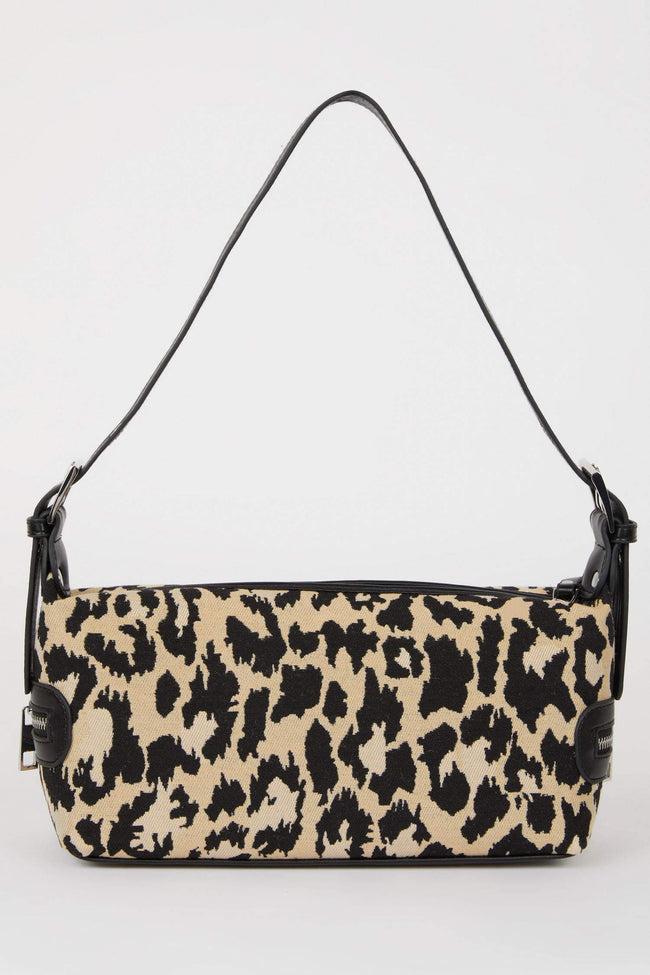 Women's Leopard Patterned Faux Leather Shoulder Bag Main Image