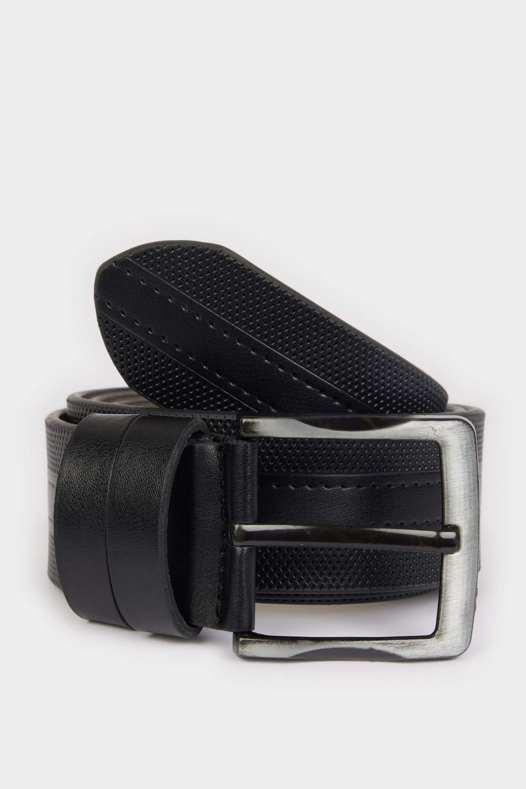 Mens Rectangular Buckle Faux Leather Jean Belt