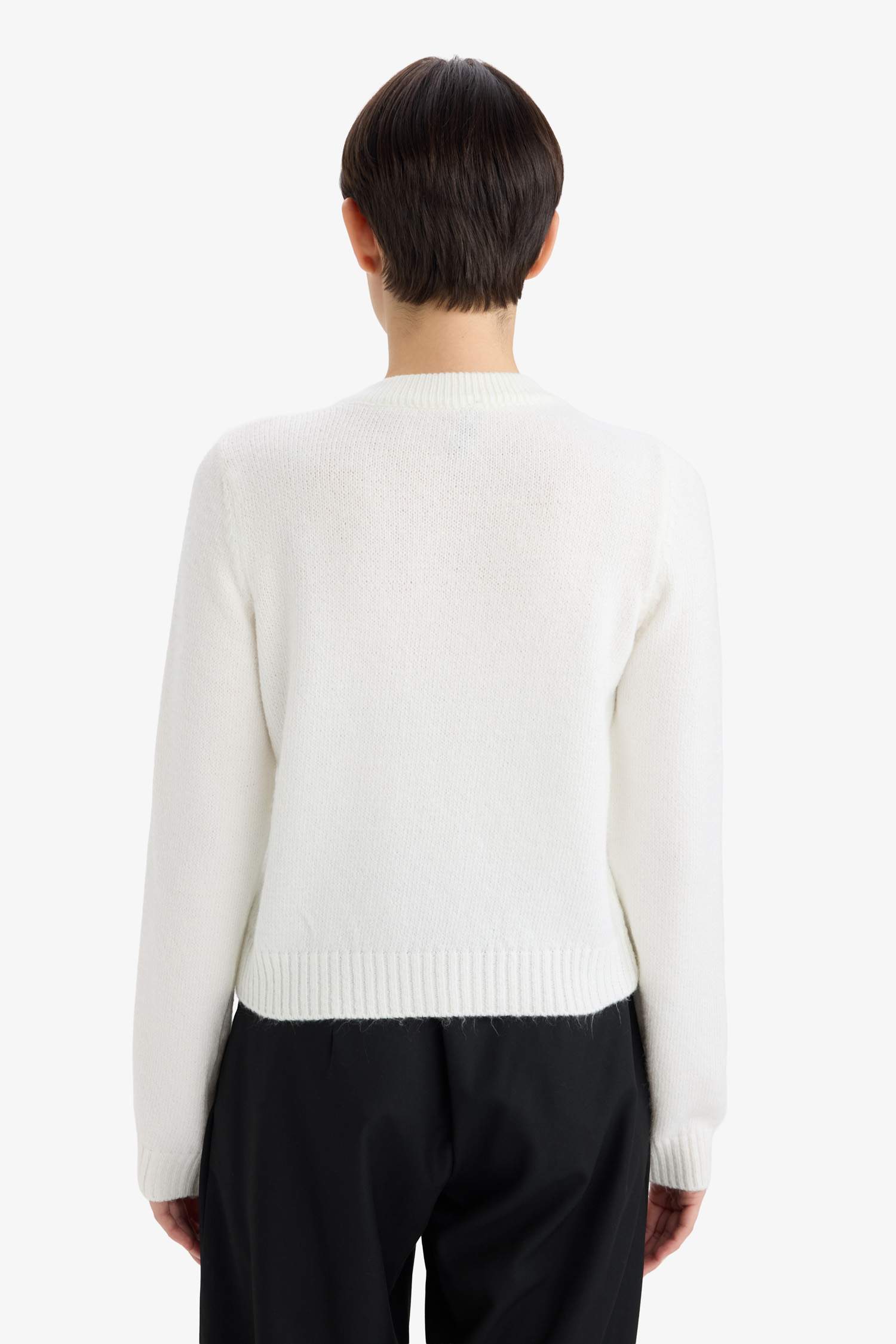 Regular Fit Crew Neck Basic Flat Buttoned Soft Touch Knit Cardigan