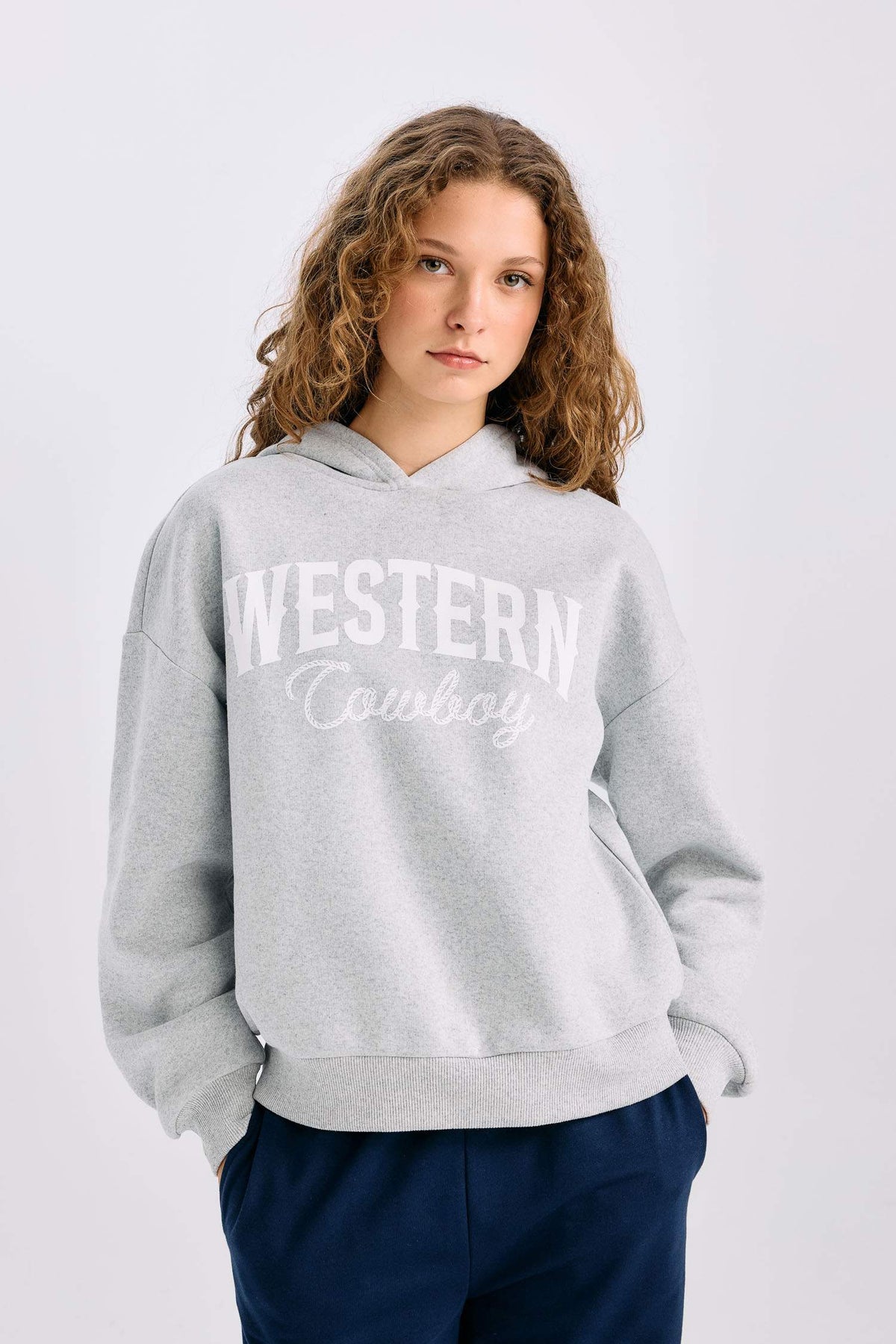 Oversize Wide-Mould Hooded Printed Thick Sweatshirt