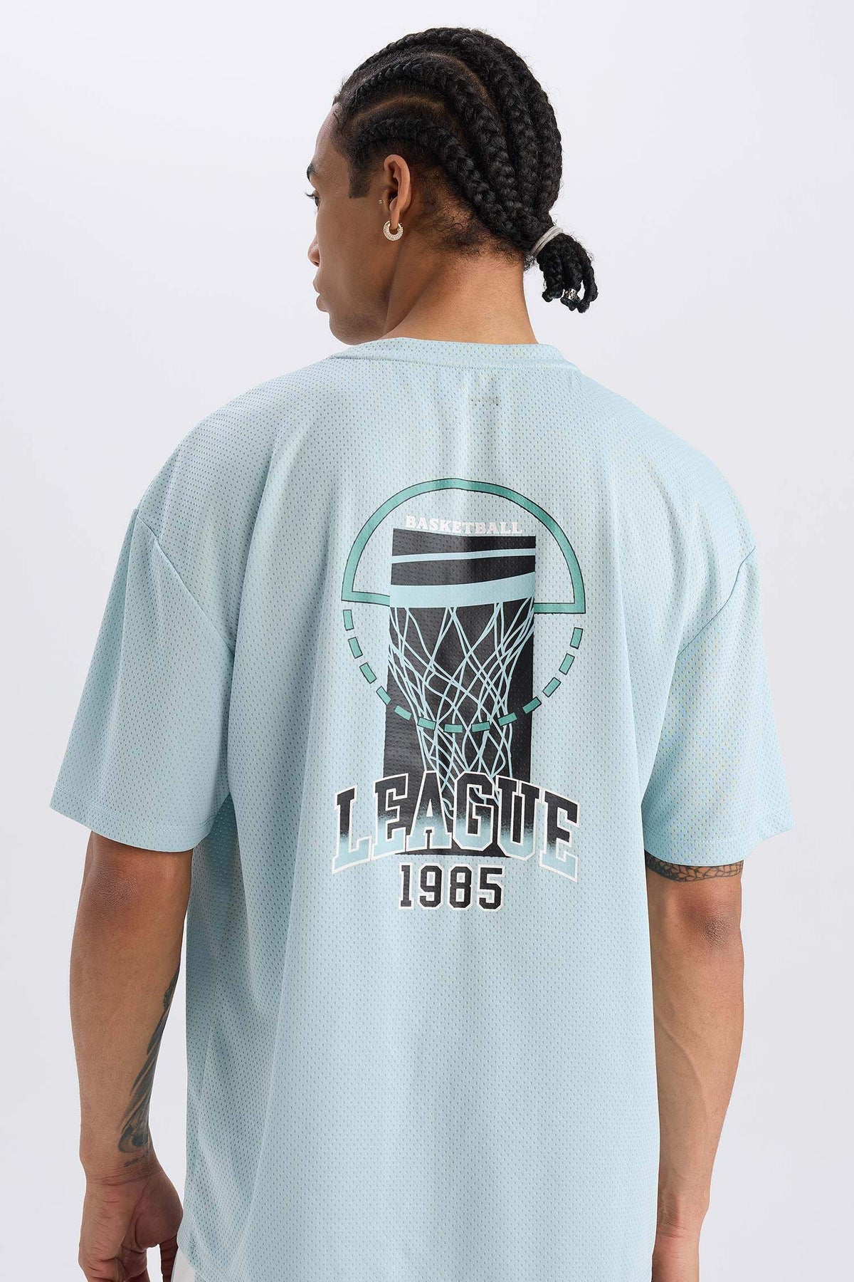 DeFactoFit Boxy Fit Crew Neck Printed Sports Tulle T-Shirt