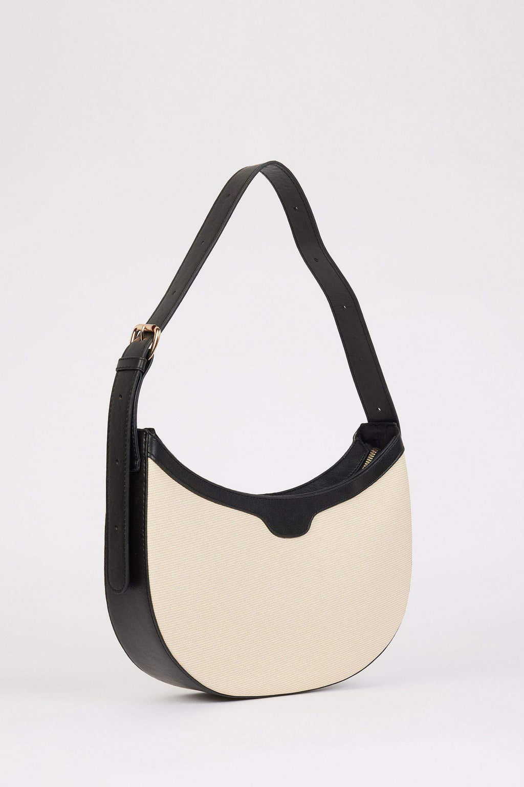 Women's Canvas Look Faux Leather Shoulder Bag