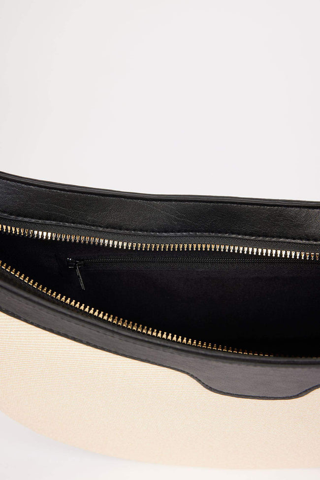 Women's Canvas Look Faux Leather Shoulder Bag Main Image