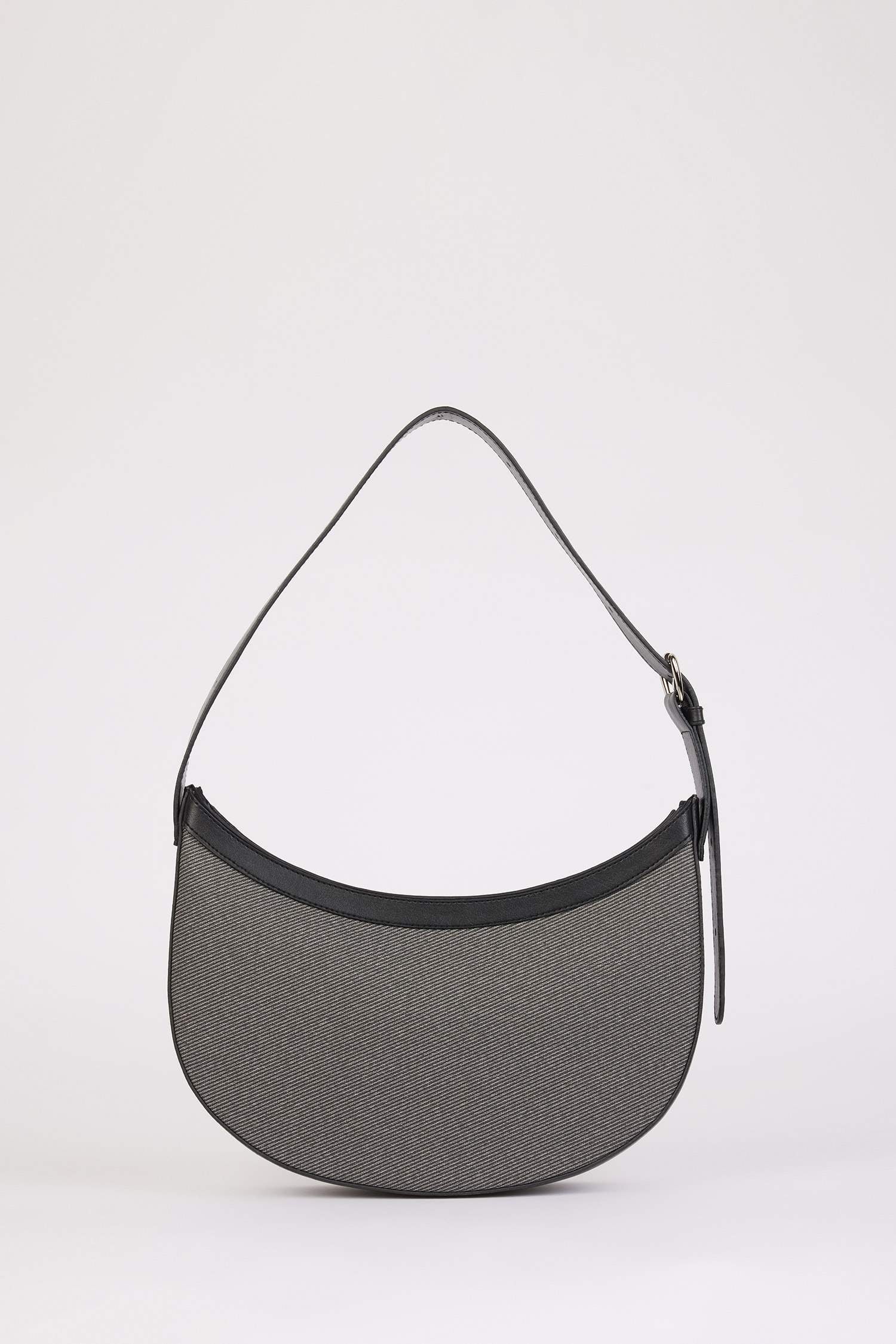 Women's Canvas Look Faux Leather Shoulder Bag