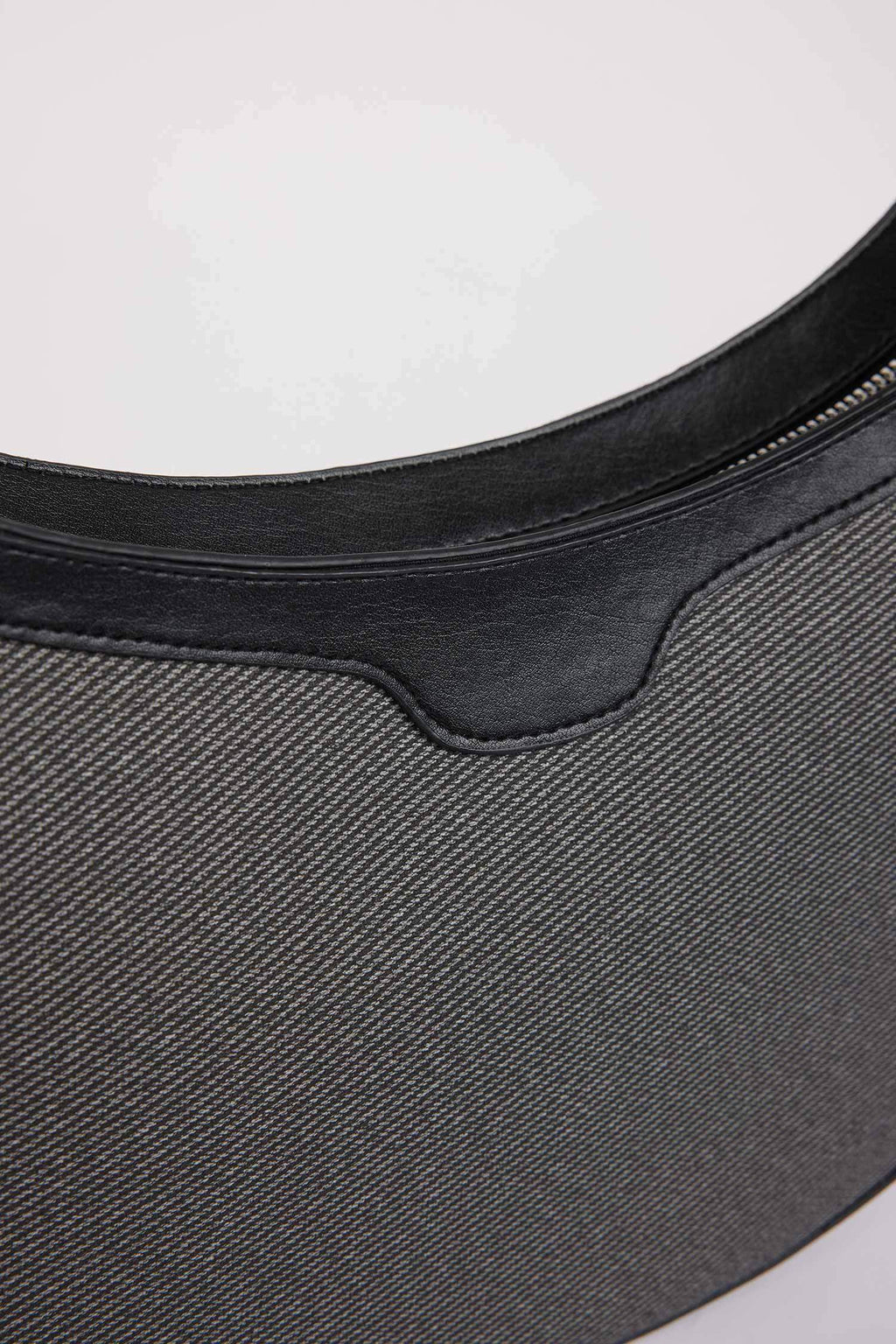 Women's Canvas Look Faux Leather Shoulder Bag