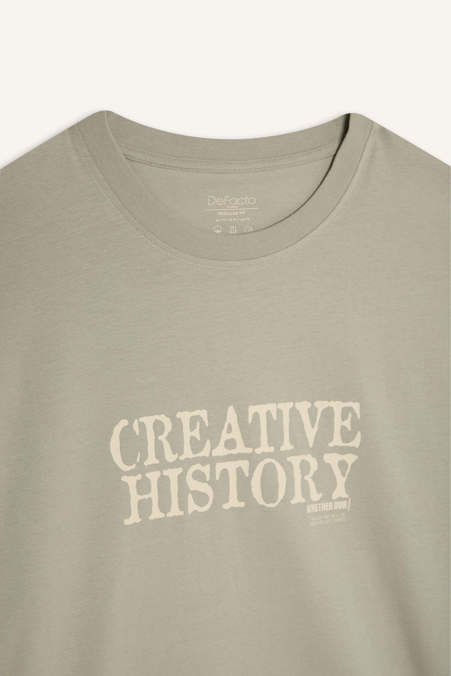 100% Cotton Regular Fit Crew Neck Printed Short Sleeve T-Shirt