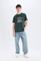100% Cotton Regular Fit Crew Neck Printed Short Sleeve T-Shirt