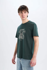 100% Cotton Regular Fit Crew Neck Printed Short Sleeve T-Shirt