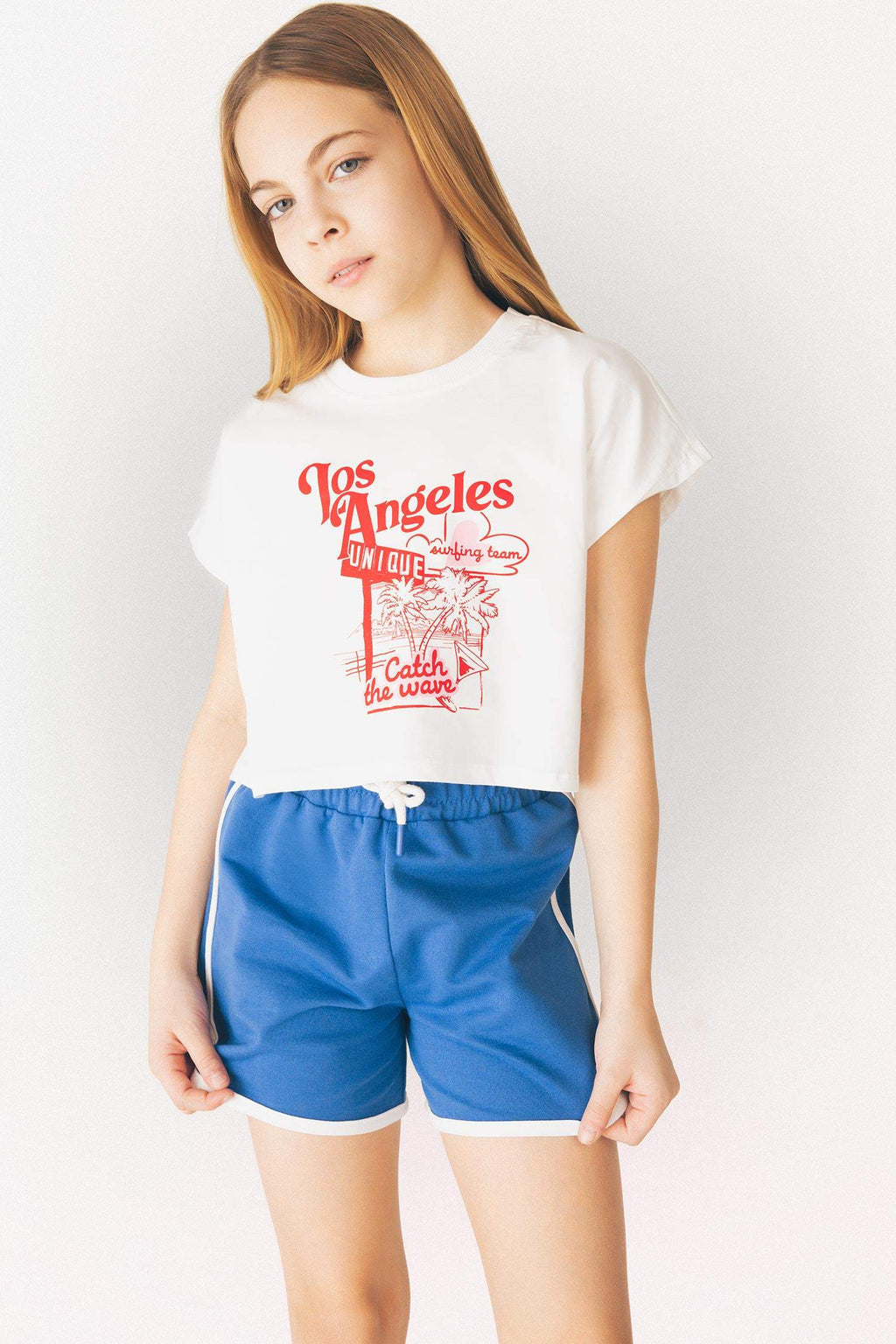 Girl Printed Short Sleeve T-Shirt Shorts 2 Piece Set