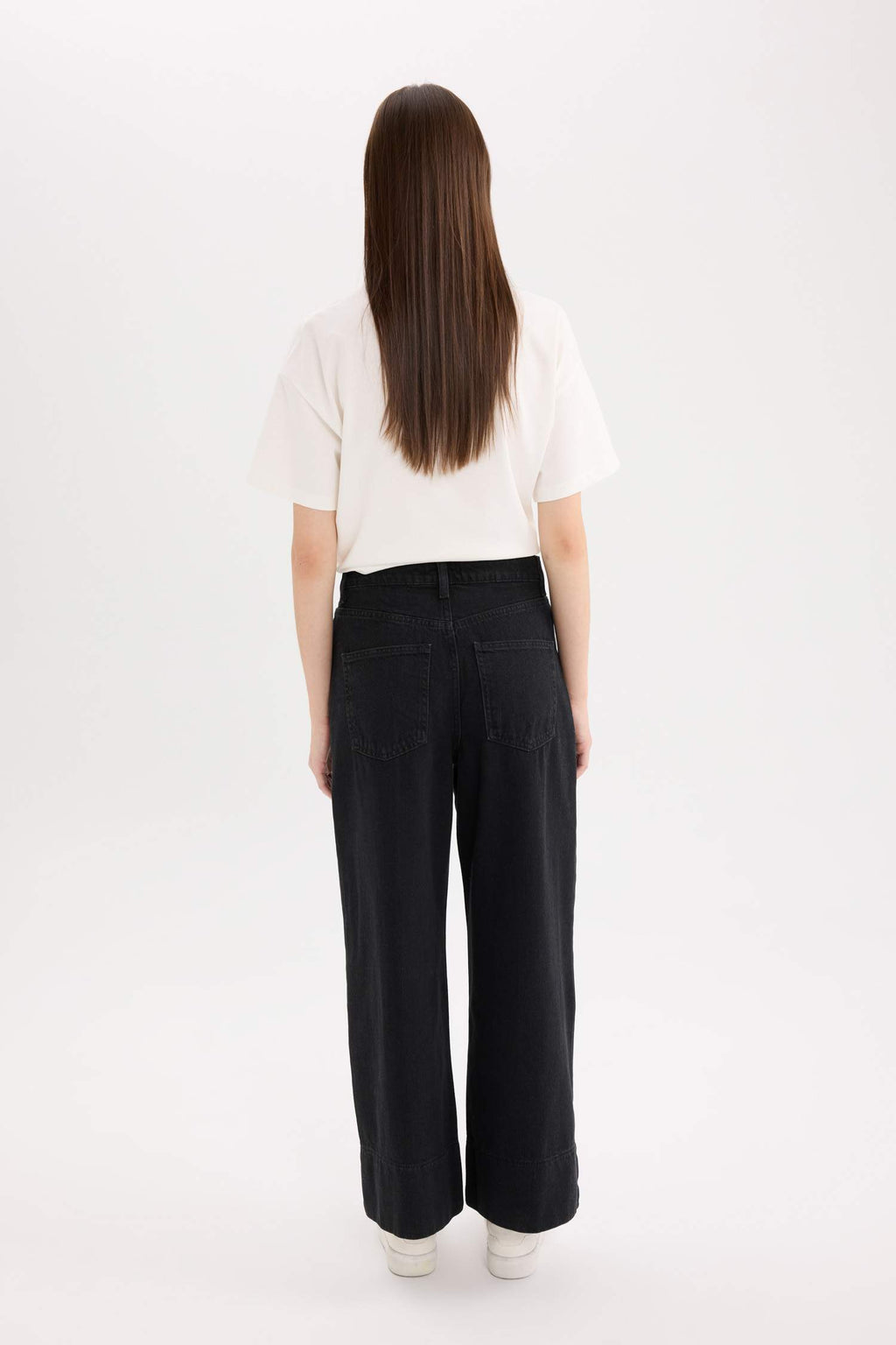 Short Wide Leg High Waist Crop Washed Jeans