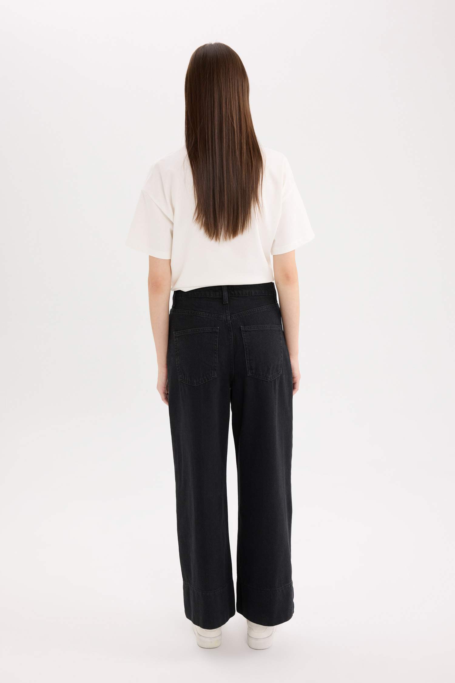 Short Wide Leg High Waist Crop Washed Jeans