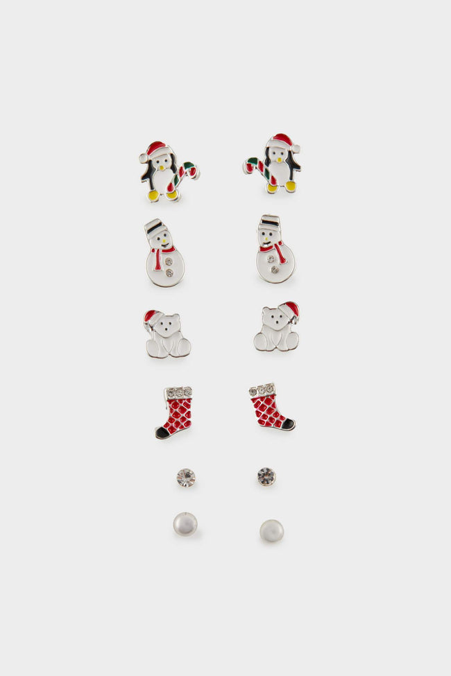 Women's Set of 6 Christmas Themed Earrings Hover Image