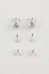 Women New Year Themed 3-Piece Silver Earrings