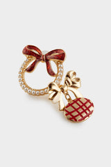 Women New Year Themed 2-Piece Gold Earrings