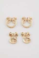 Women New Year Themed 2-Piece Gold Earrings