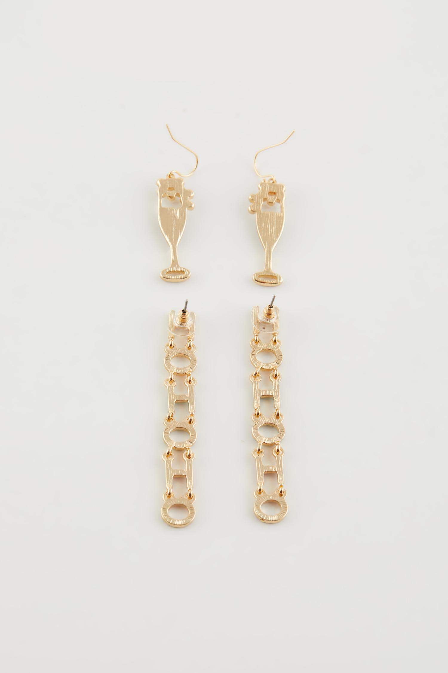 Women New Year's Themed 2-Piece Earrings