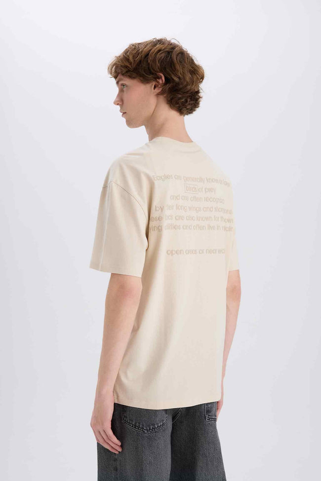 100% Cotton Boxy Fit Crew Neck Back Printed Short Sleeve T-Shirt Hover Image