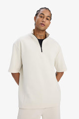 DeFactoFit Standard Fit Zippered Sports Scuba Fabric T-Shirt