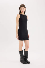 Bodycon Crew Neck Mini Dress