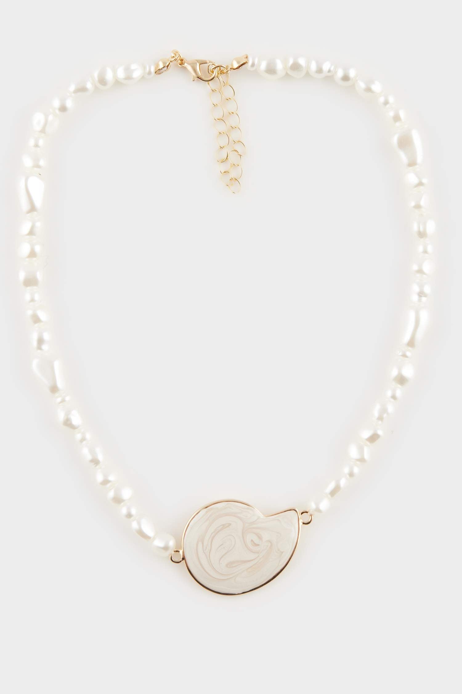 Women's Marble Patterned Pearl Detailed Necklace