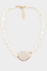 Women's Marble Patterned Pearl Detailed Necklace
