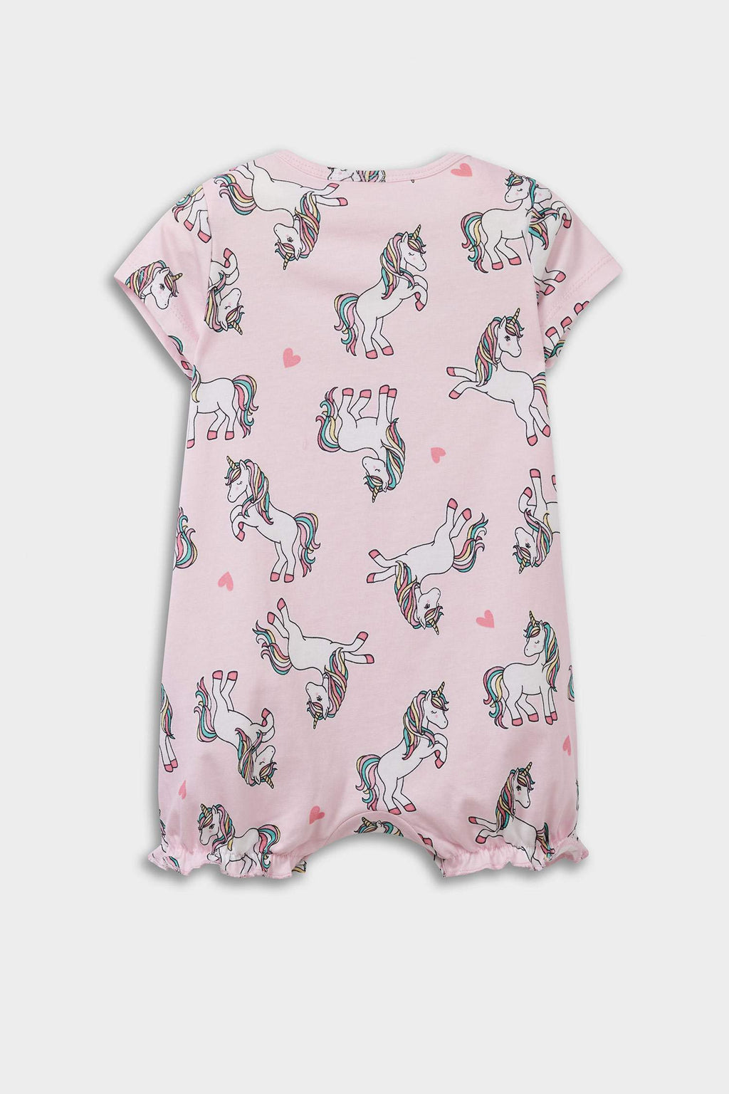 Baby Girl Newborn Unicorn Printed Combed Cotton 2-Piece Short Sleeve Jumpsuit