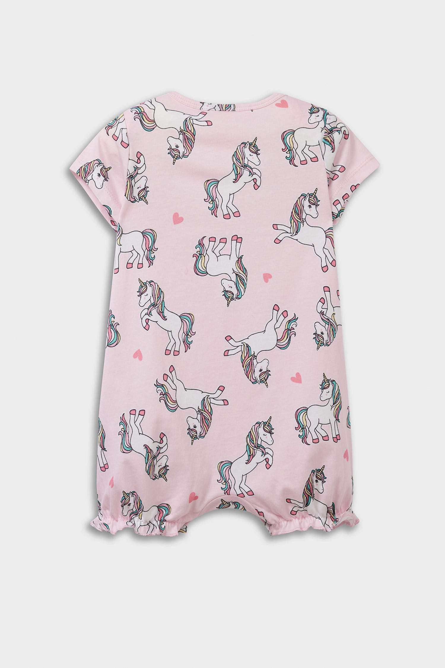 Baby Girl Newborn Unicorn Printed Combed Cotton 2-Piece Short Sleeve Jumpsuit