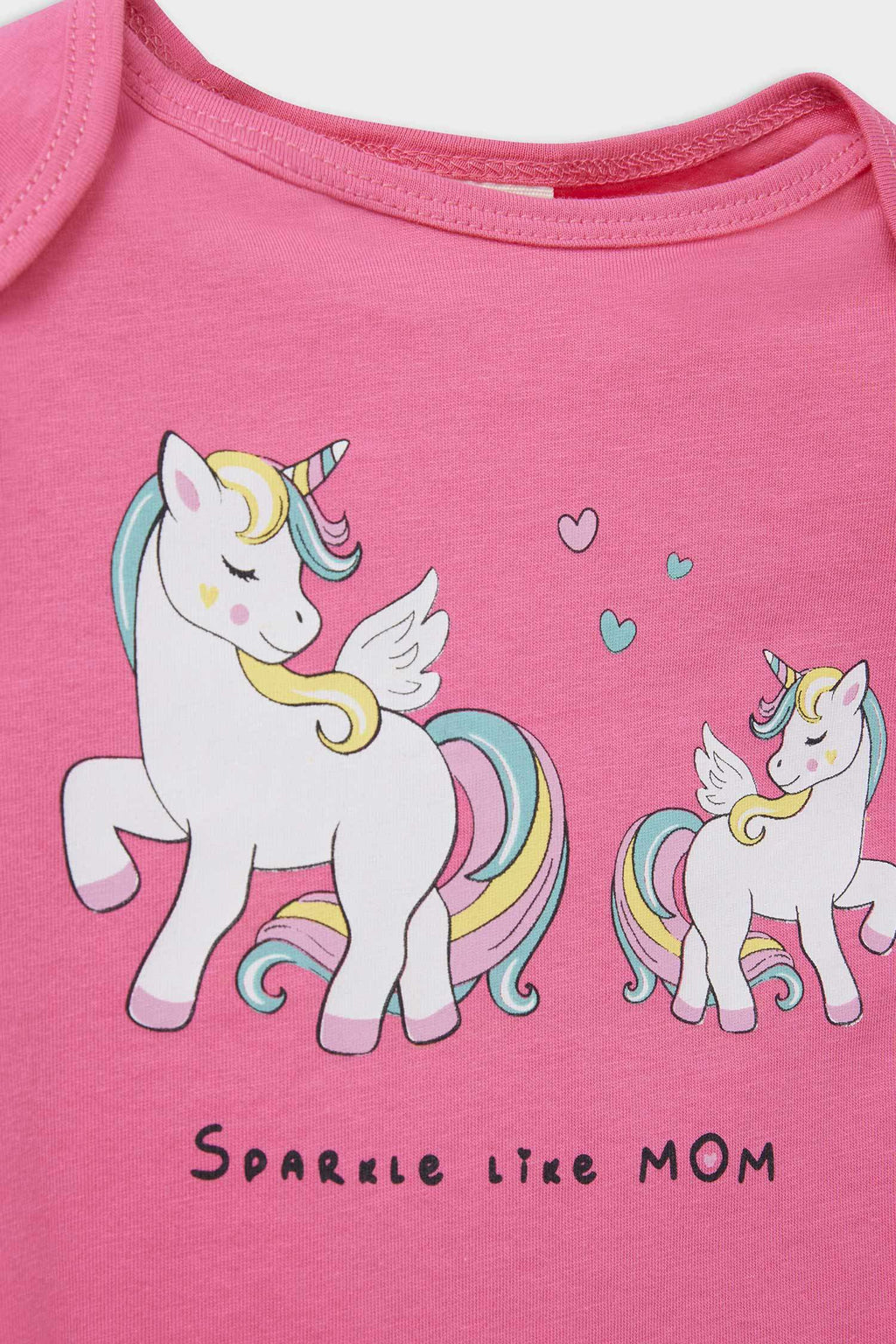 Baby Girl Newborn Unicorn Printed Combed Cotton 2-Piece Short Sleeve Jumpsuit