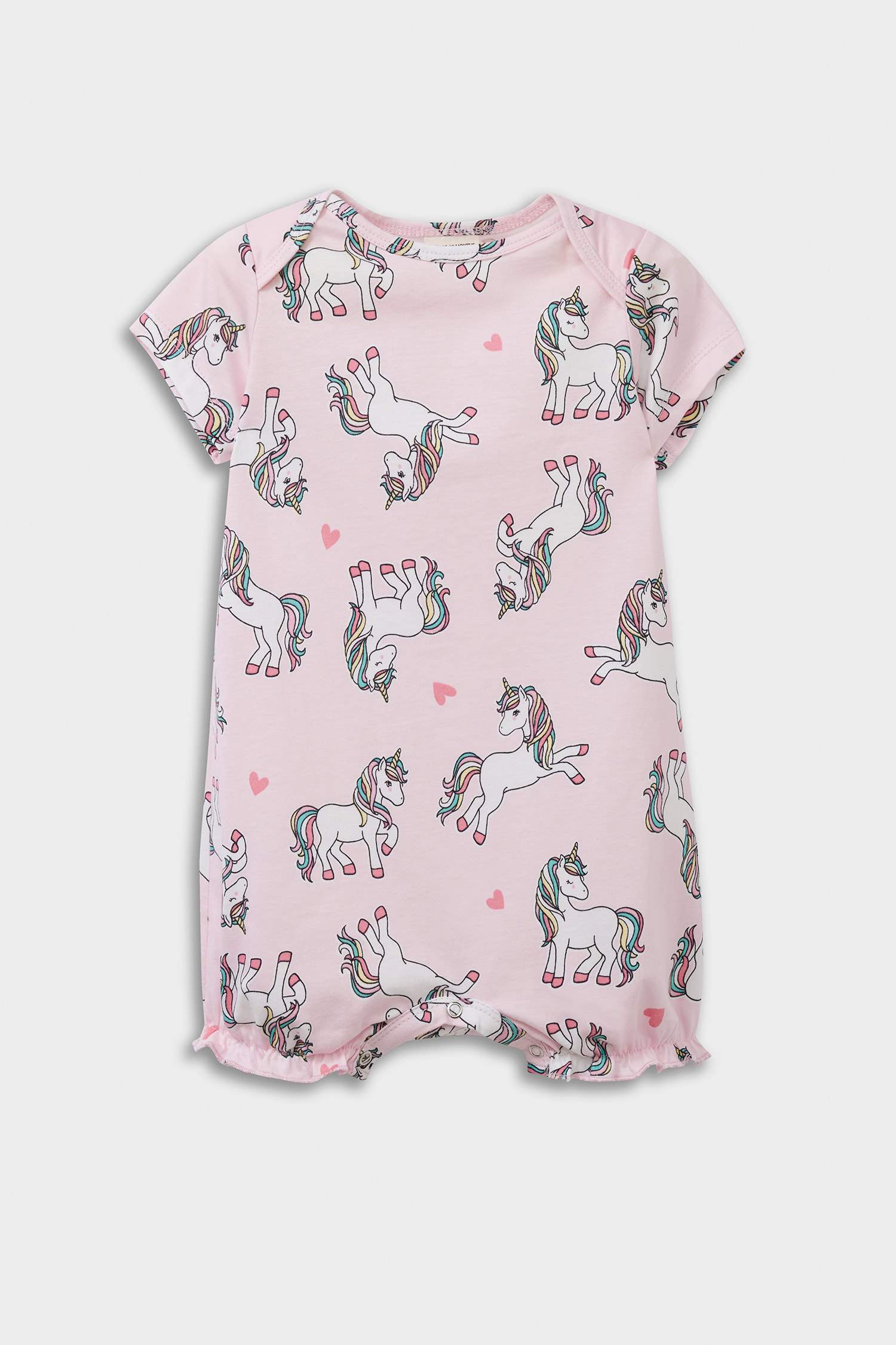 Baby Girl Newborn Unicorn Printed Combed Cotton 2-Piece Short Sleeve Jumpsuit