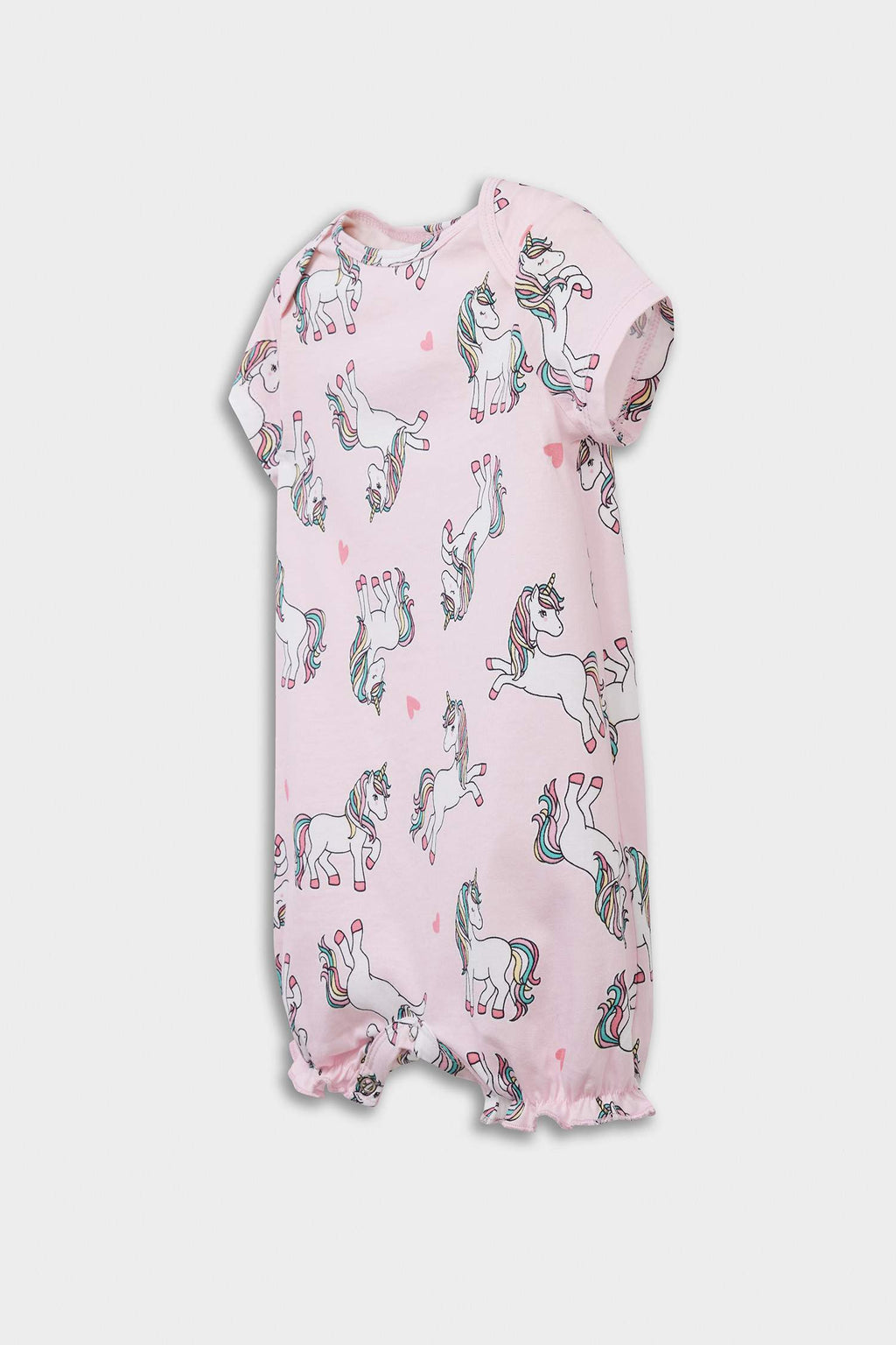 Baby Girl Newborn Unicorn Printed Combed Cotton 2-Piece Short Sleeve Jumpsuit
