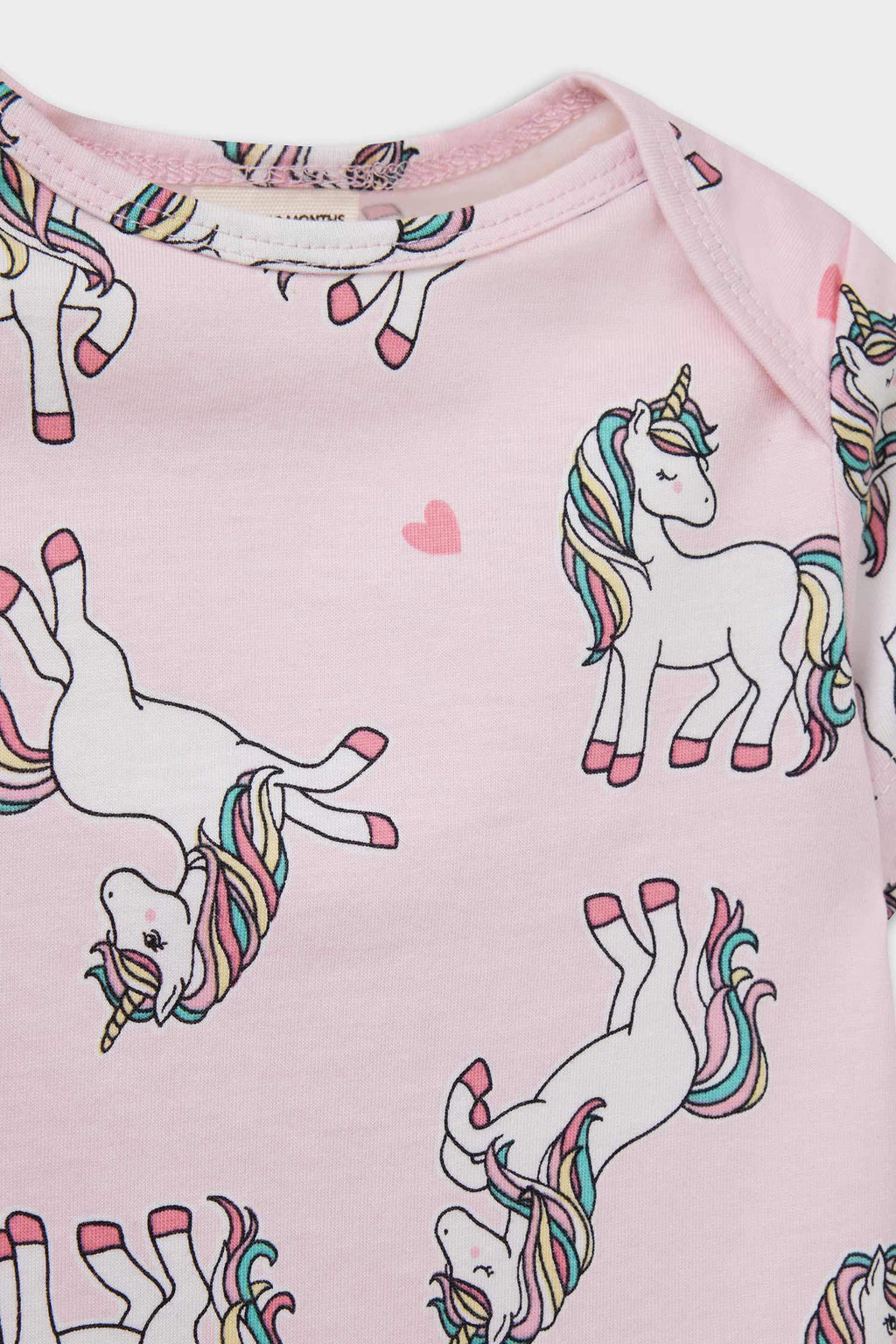 Baby Girl Newborn Unicorn Printed Combed Cotton 2-Piece Short Sleeve Jumpsuit