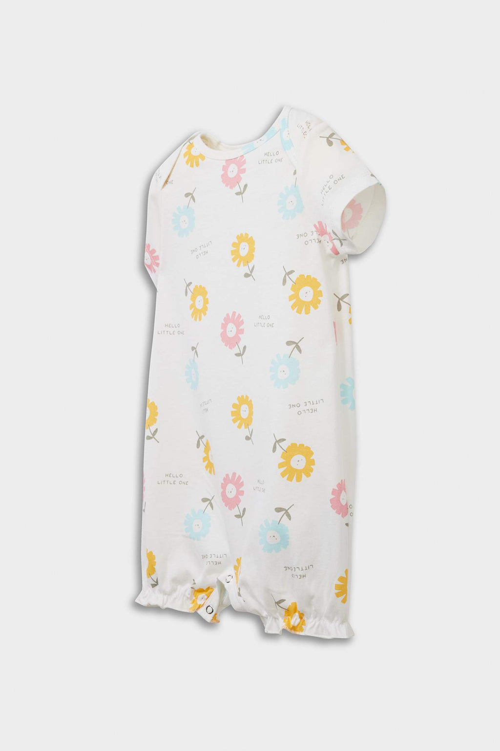 Baby Girl Newborn Floral Combed Cotton 2-Piece Short Sleeve Jumpsuit