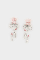 Women Silver Detailed Rose Patterned Earrings