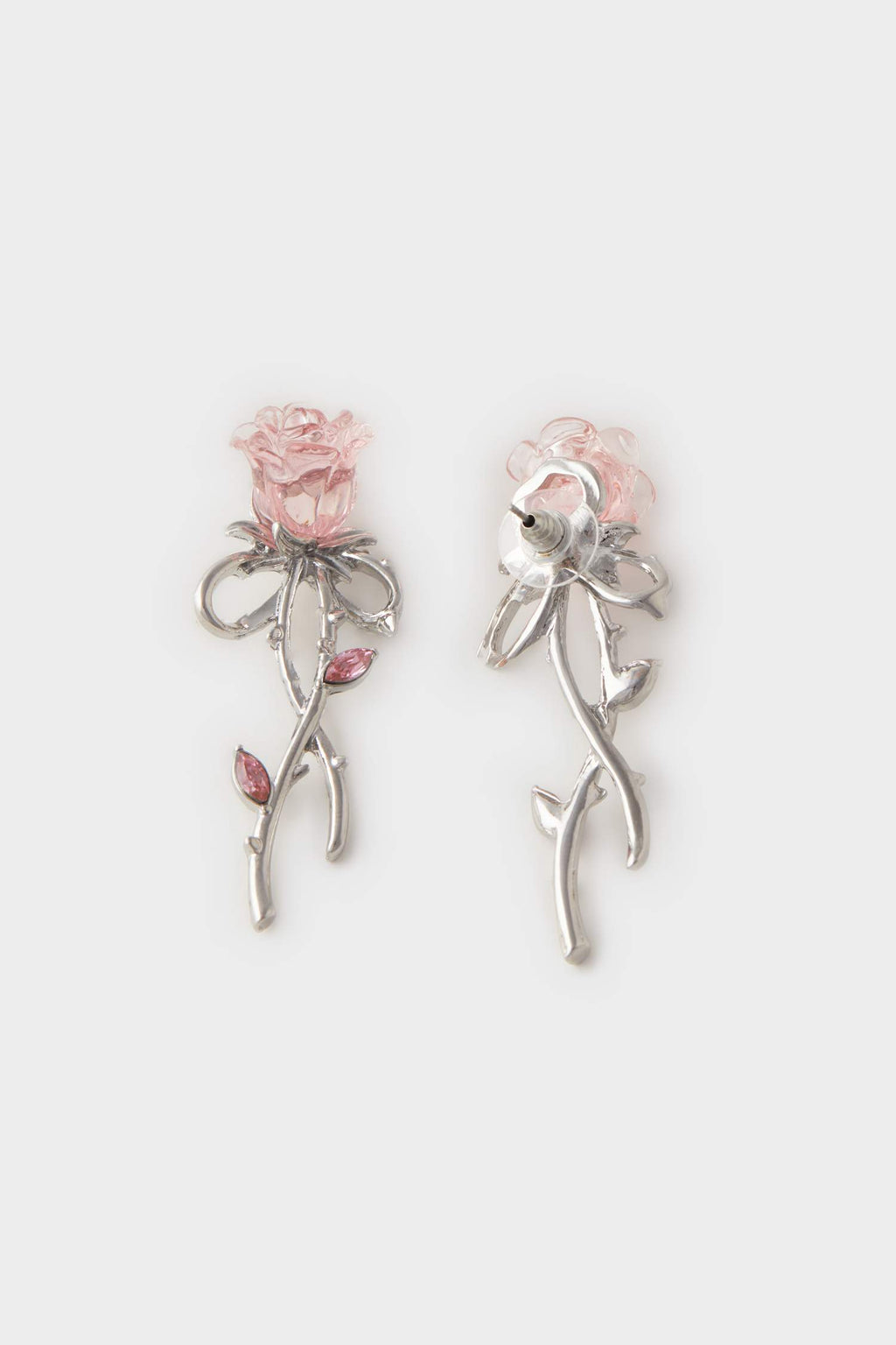 Women Silver Detailed Rose Patterned Earrings