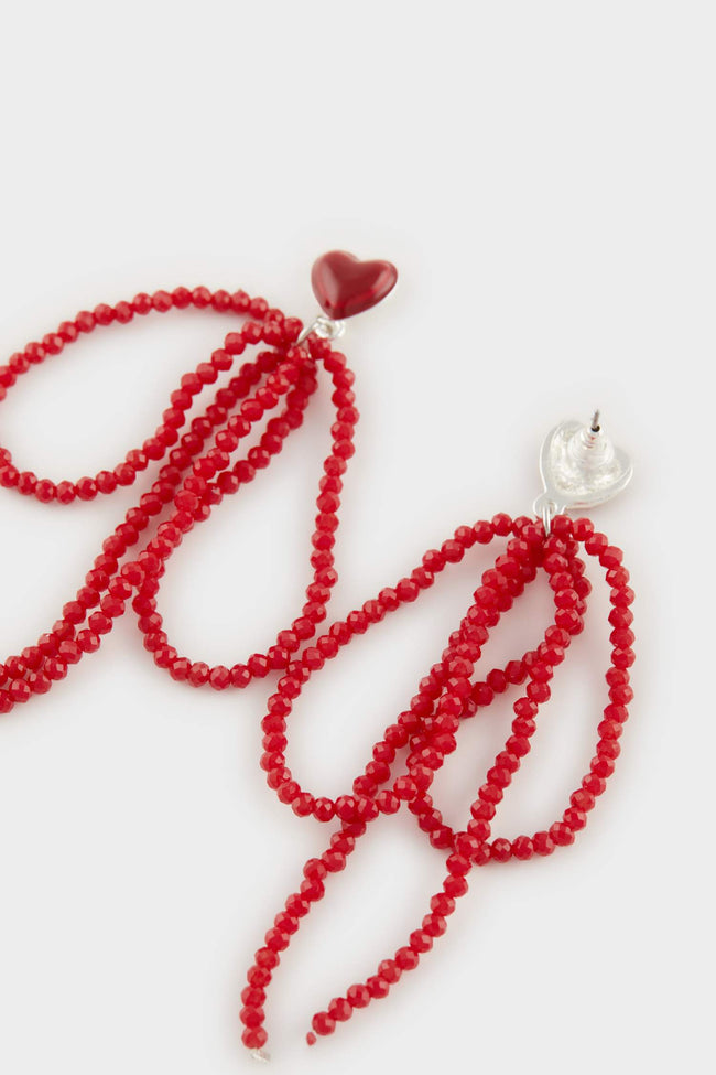 Women's Red Patterned Earrings Hover Image