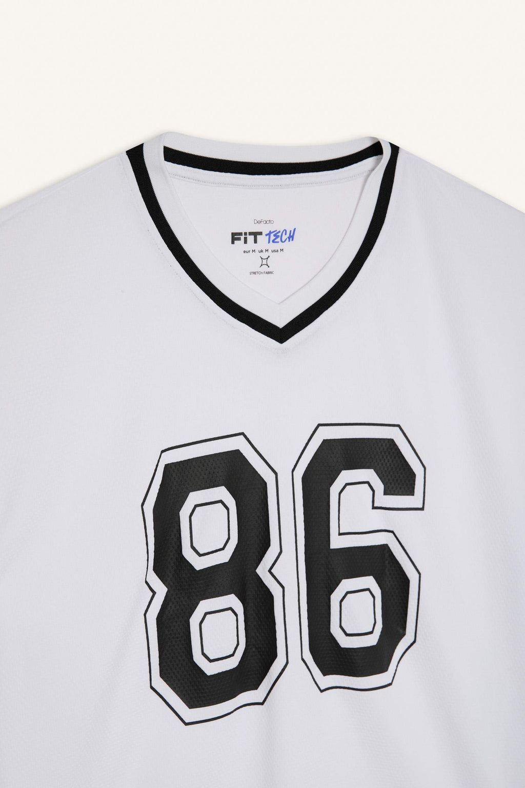 DeFactoFit Quick Dry Oversize Wide Mold V Neck Printed Sports Short Sleeve T-Shirt