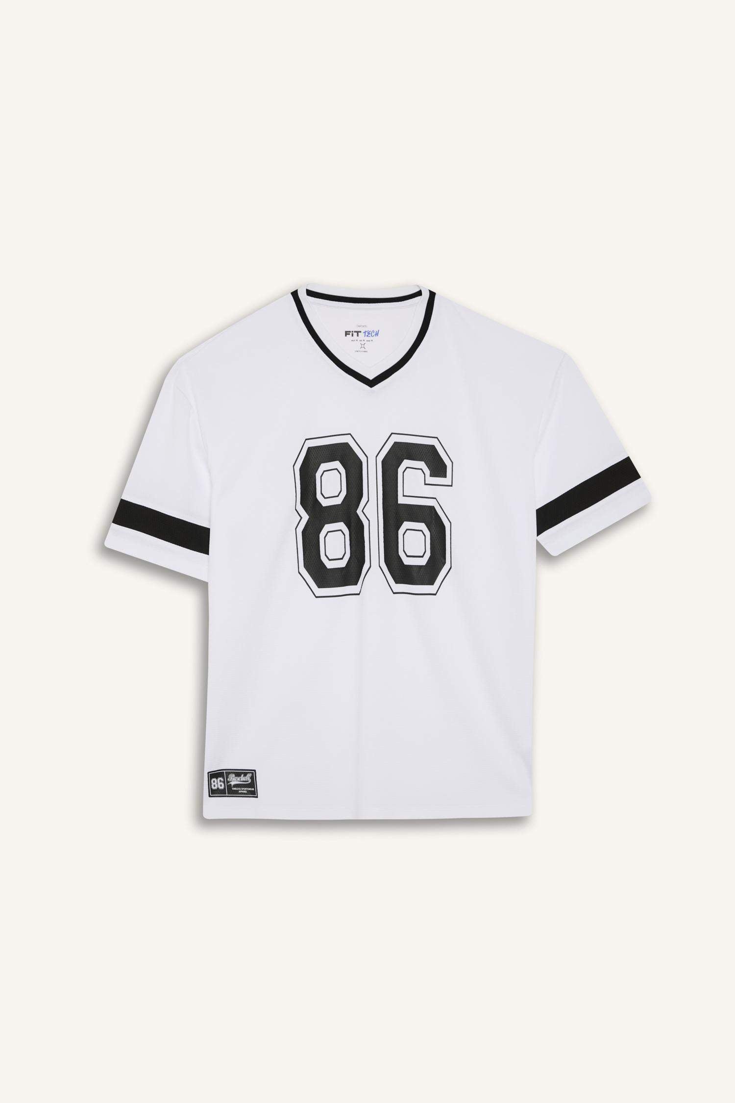 DeFactoFit Quick Dry Oversize Wide Mold V Neck Printed Sports Short Sleeve T-Shirt