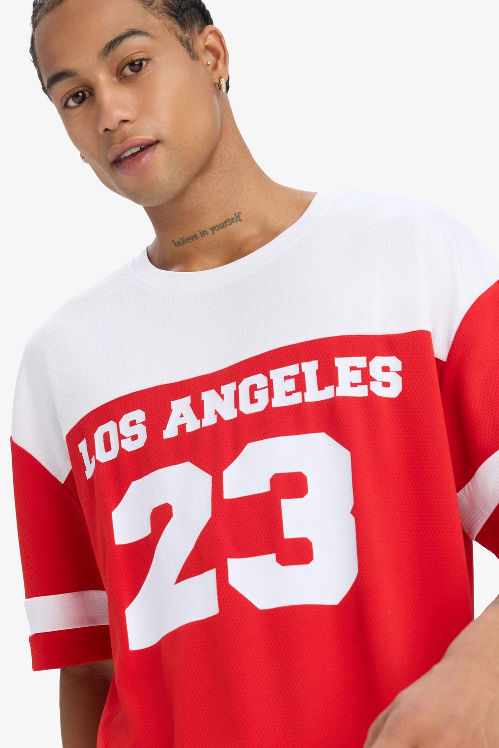 DeFactoFit Quick Drying Oversize Wide Mold Crew Neck Printed Sports Short Sleeve T-Shirt