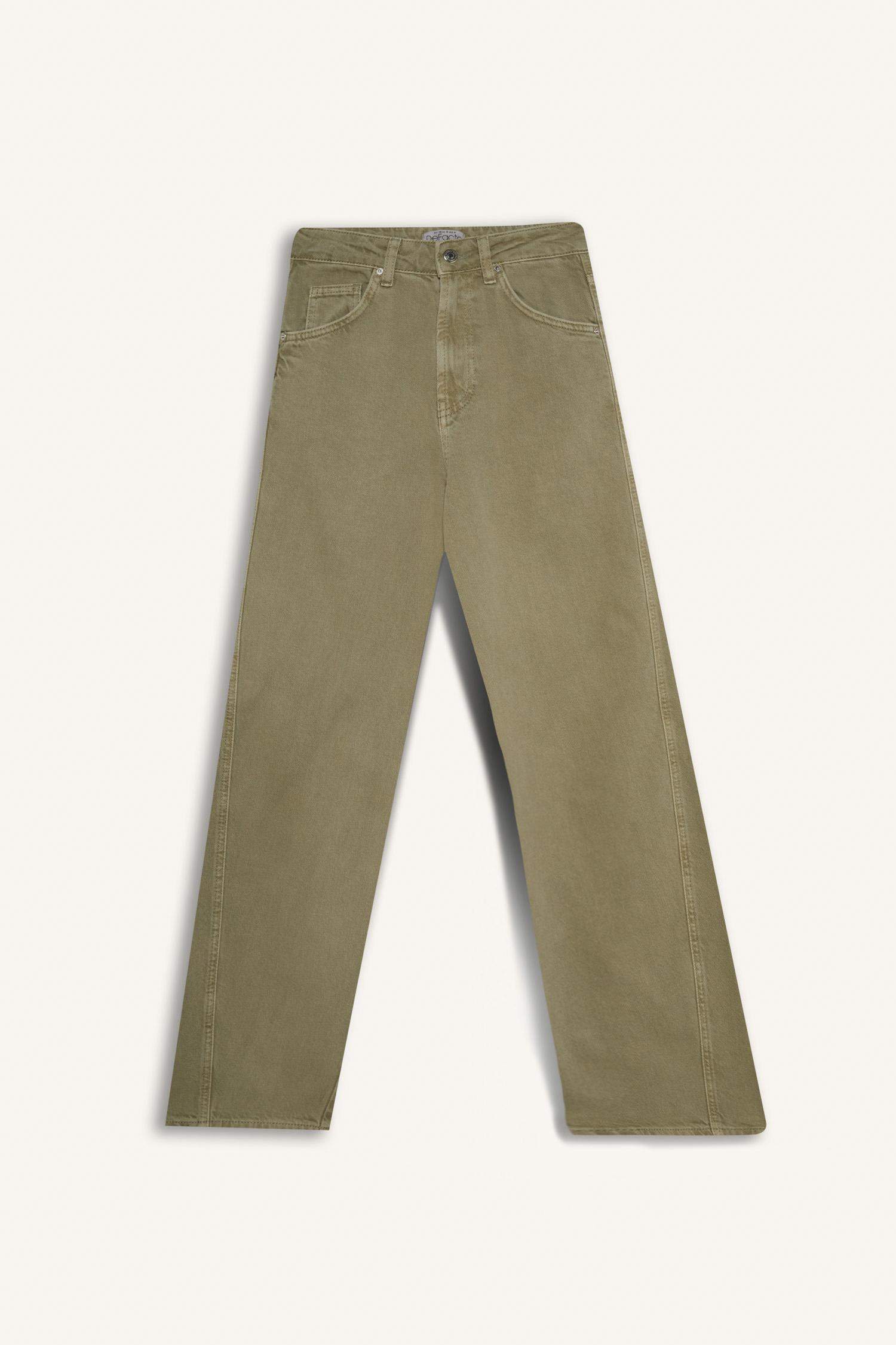 Baggy Fit Washed Normal Waist Gabardine Trousers