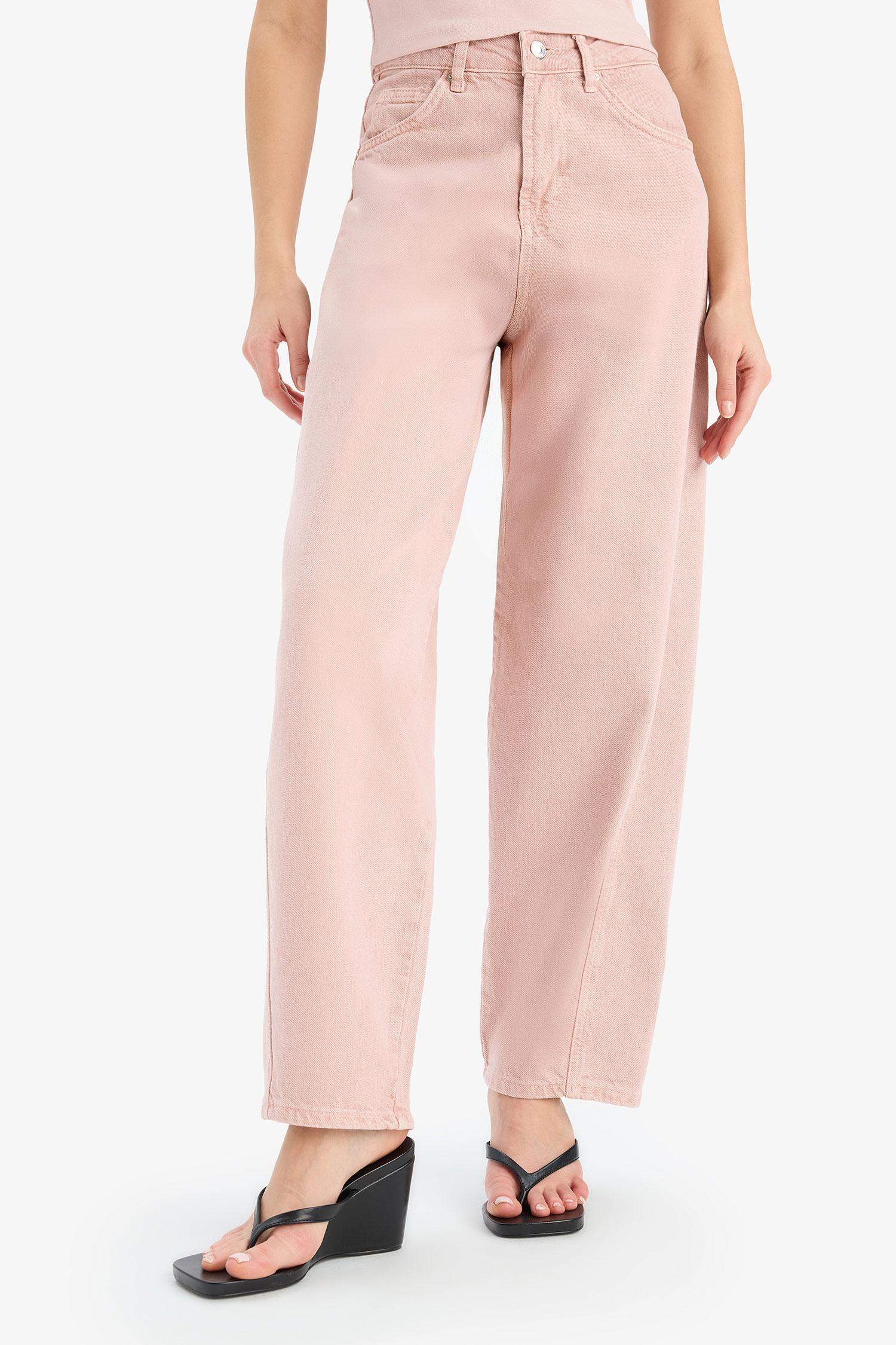 Baggy Fit Washed Normal Waist Gabardine Trousers