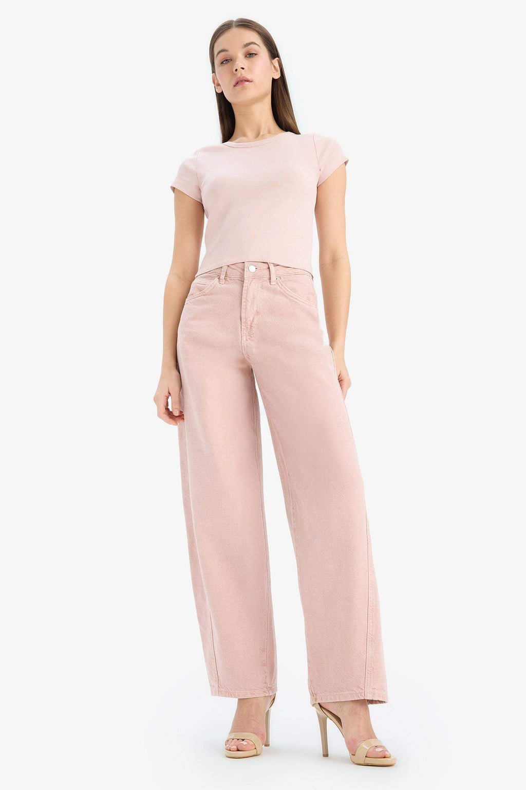 Baggy Fit Washed Normal Waist Gabardine Trousers