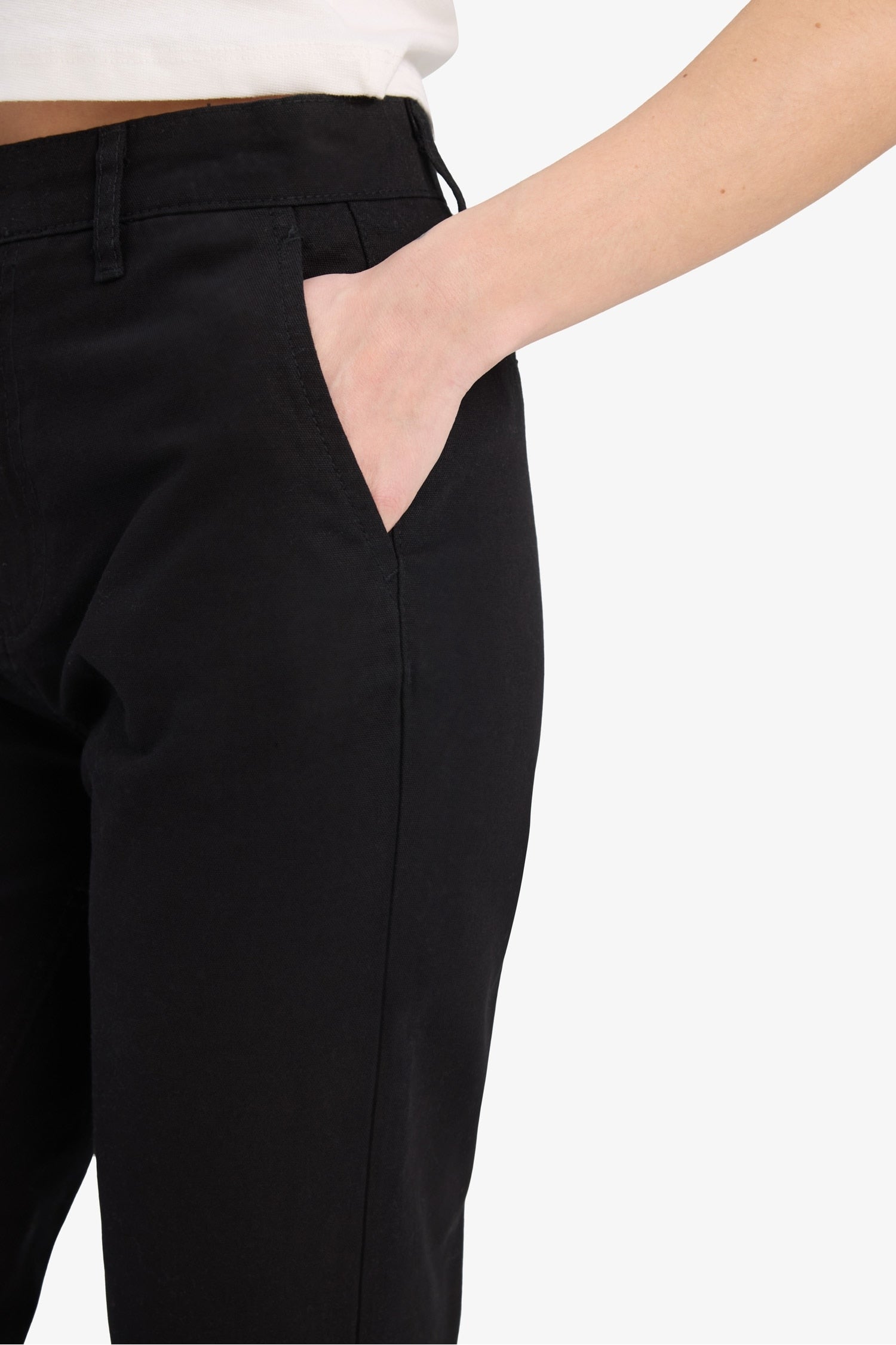 Straight Fit Gabardine High Waist Trousers
