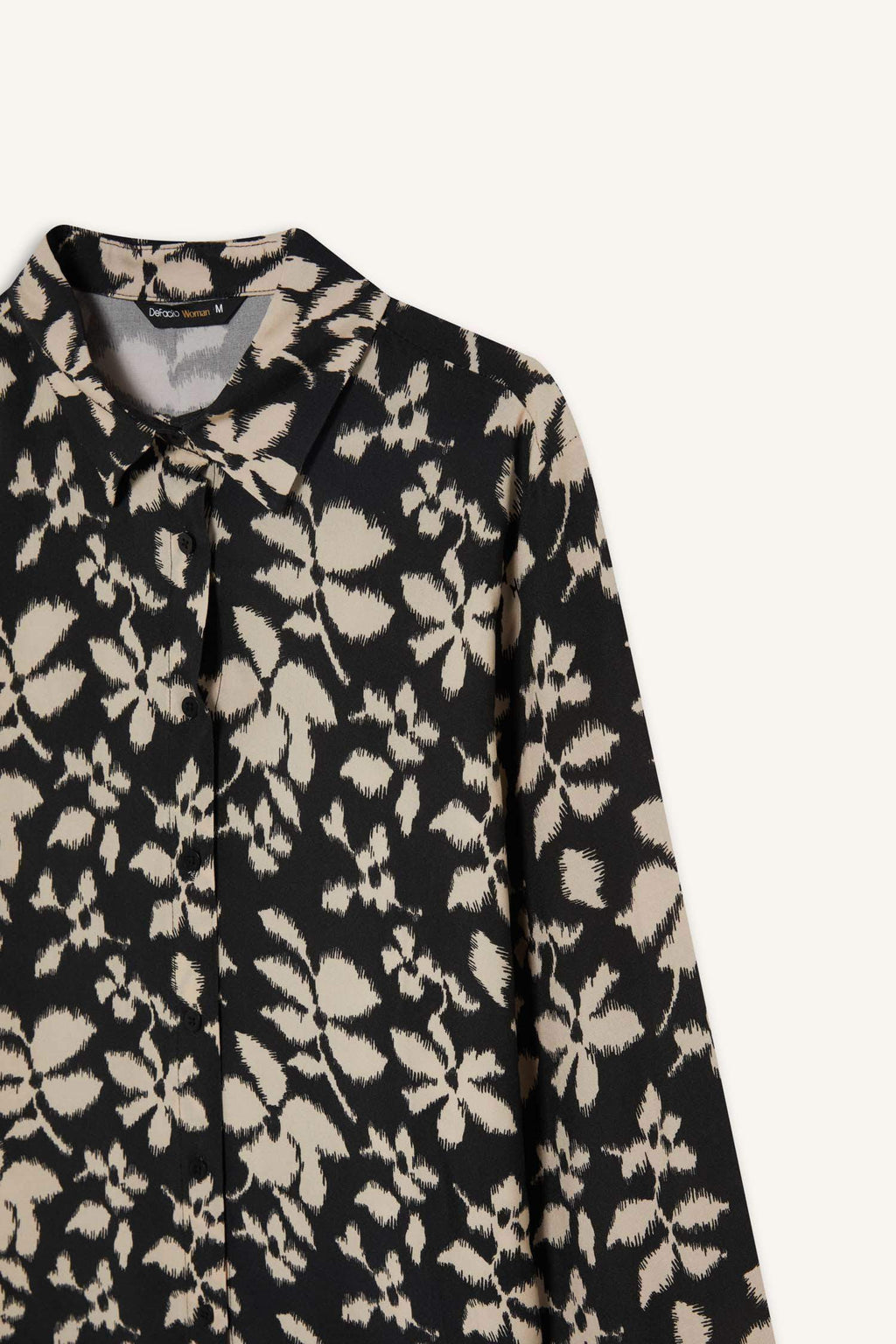 Oversize Fit Shirt Collar Printed Long Sleeve Tunic