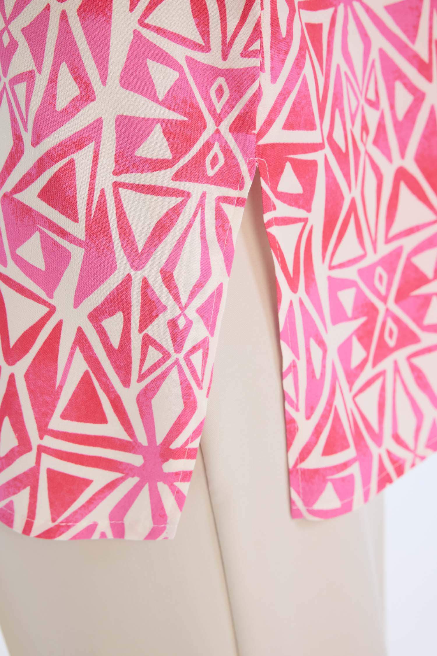 Oversize Fit Shirt Collar Printed Long Sleeve Tunic