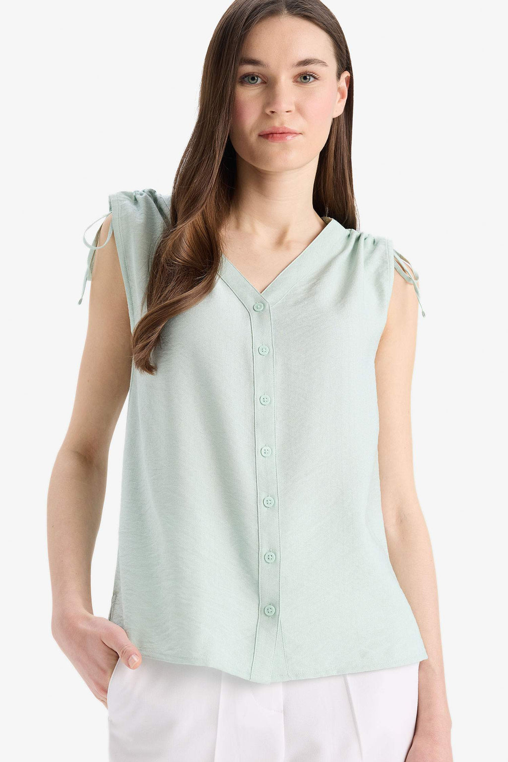 Regular Fit V-Neck Sleeveless Blouse