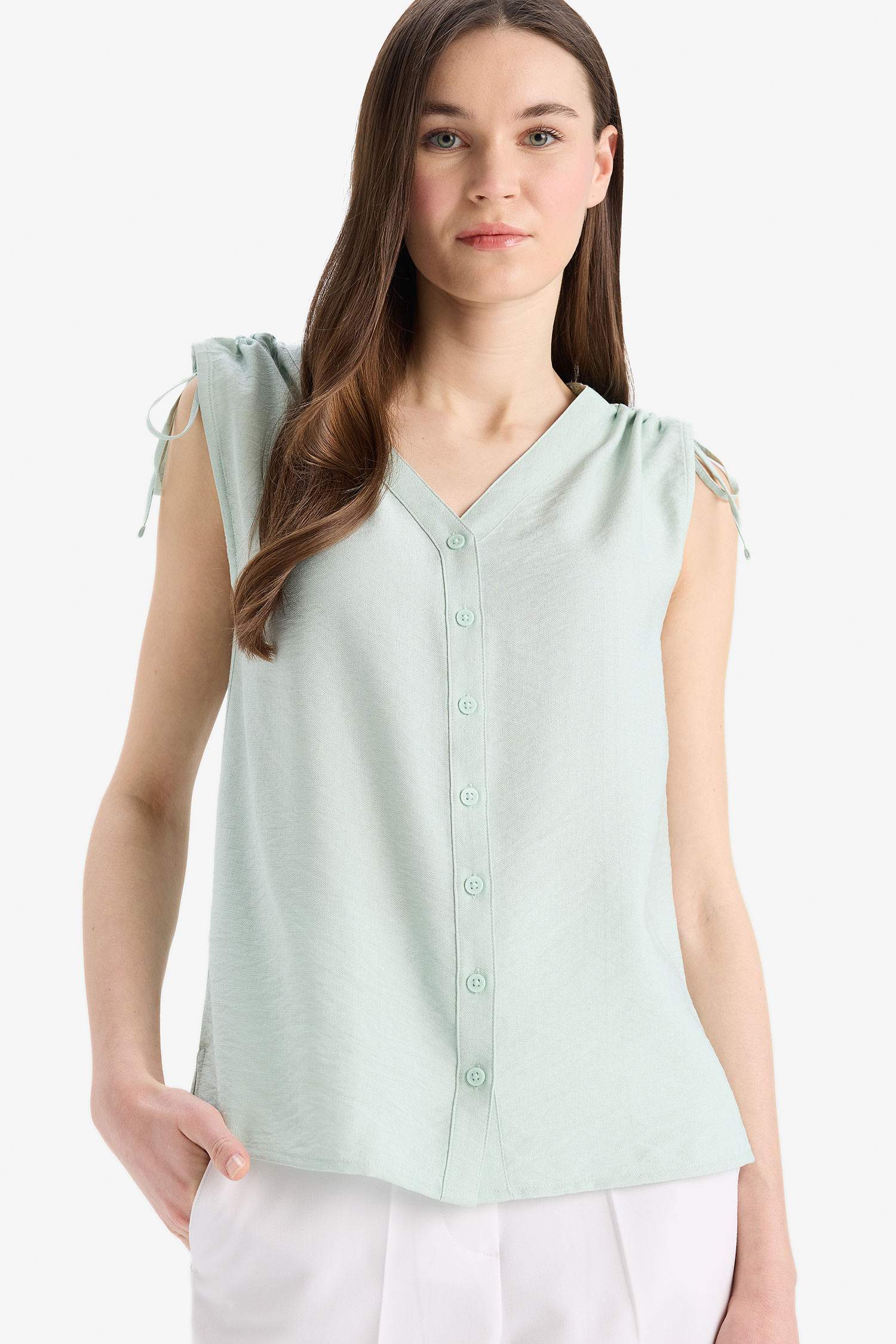 Regular Fit V-Neck Sleeveless Blouse