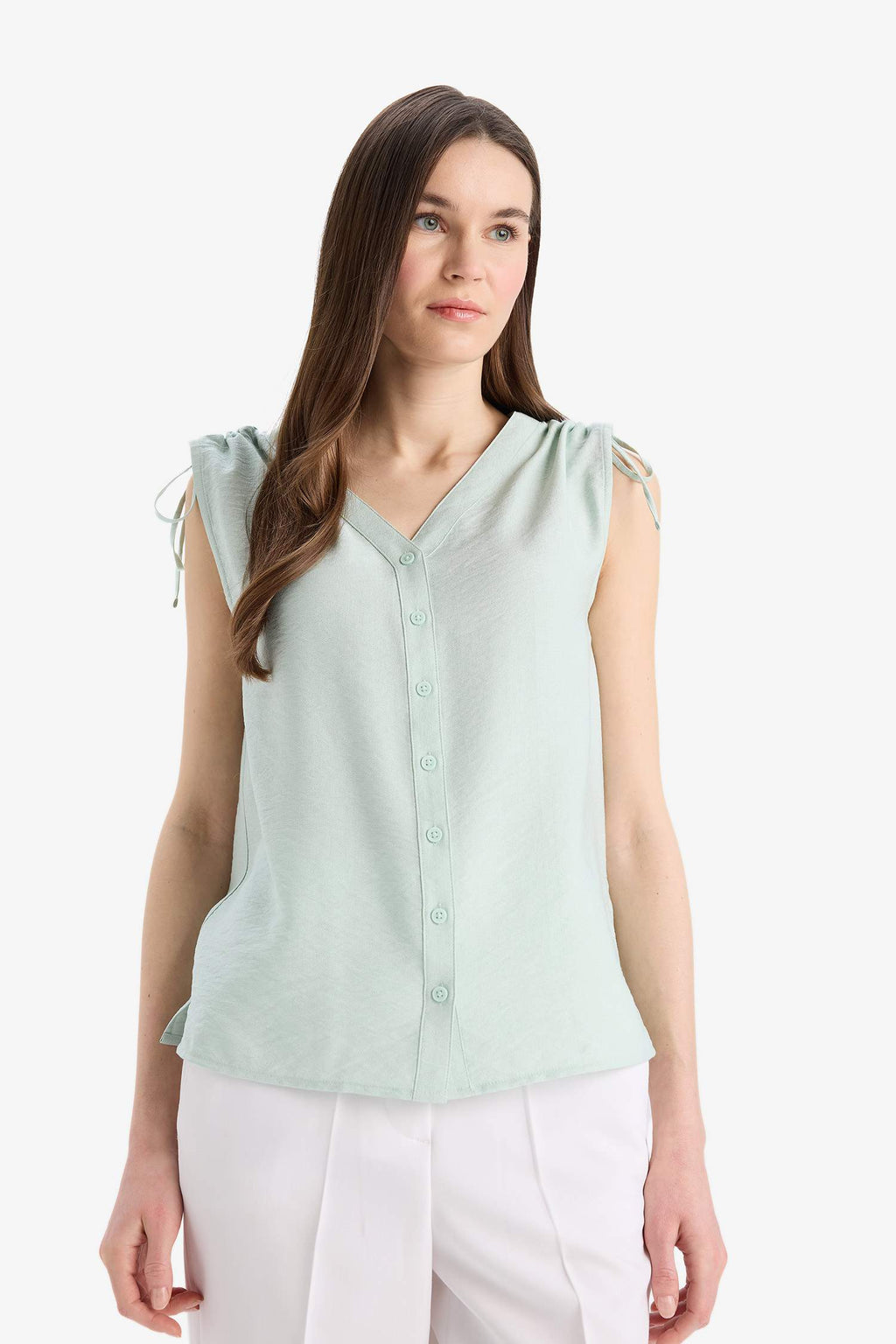 Regular Fit V-Neck Sleeveless Blouse