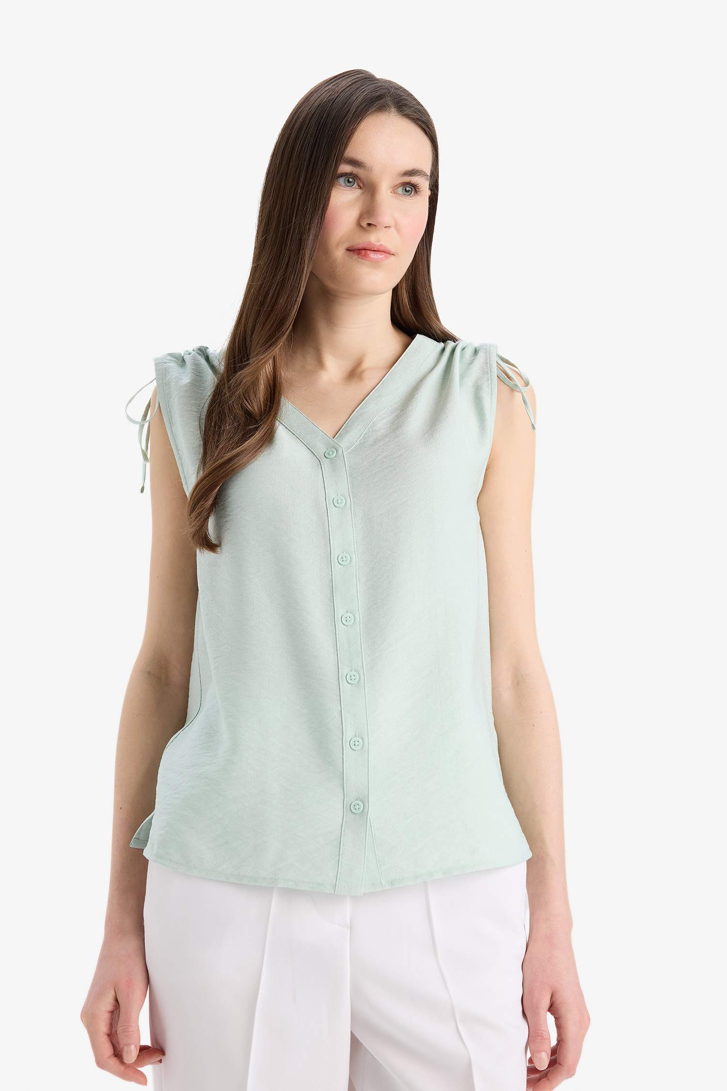 Regular Fit V-Neck Sleeveless Blouse